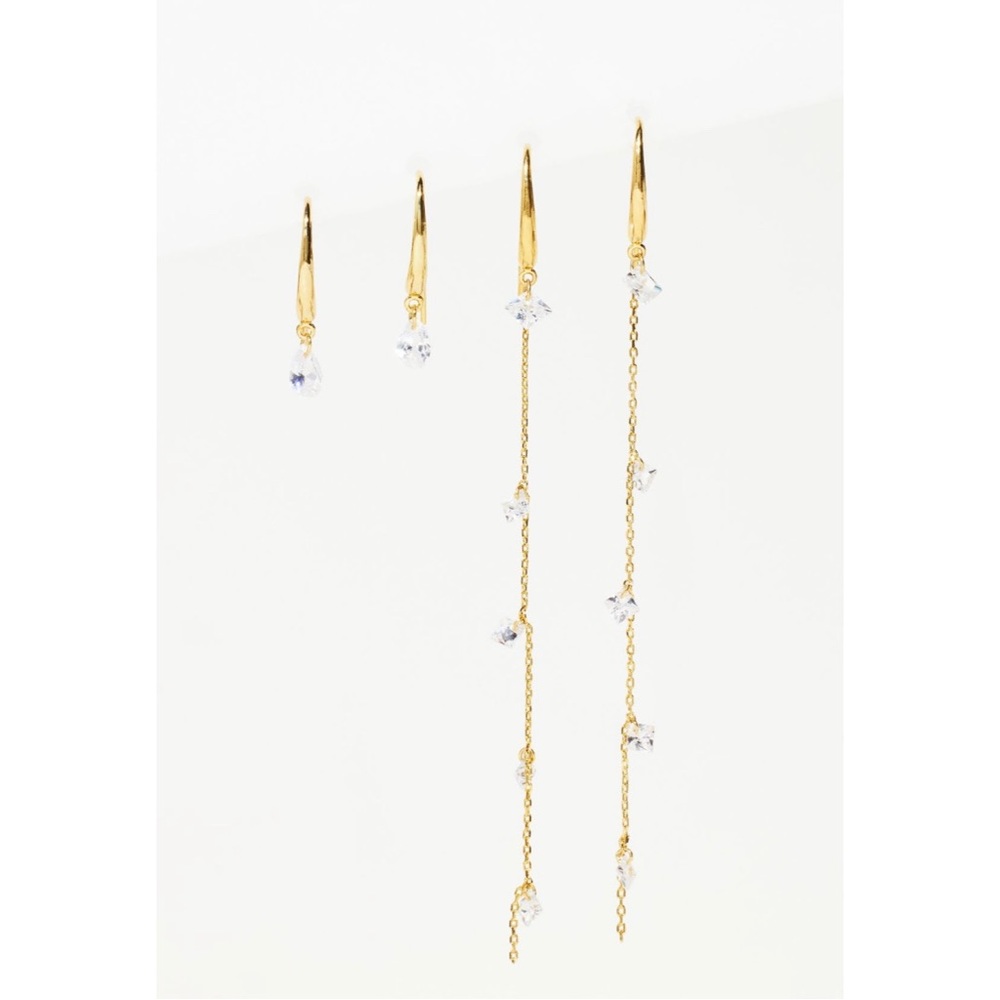 ANTHROPOLOGIE Crystal Pave Set Of Two Drop Earrings - Picture 3 of 3
